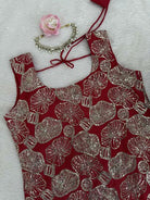 Rusty Brick Maroon Sharara Set with Golden Embroidery - BONYHUBSALWAR KAMEEZ