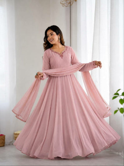Blush Pink Handwork Anarkali Suit for Women | Asian Ethnic Wear UK