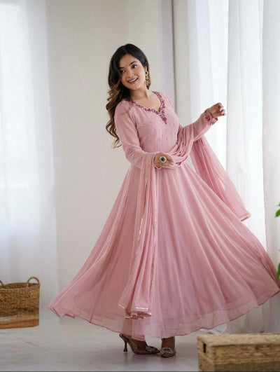 Blush Pink Handwork Anarkali Suit for Women | Asian Ethnic Wear UK