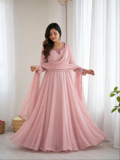 Blush Pink Handwork Anarkali Suit for Women | Asian Ethnic Wear UK