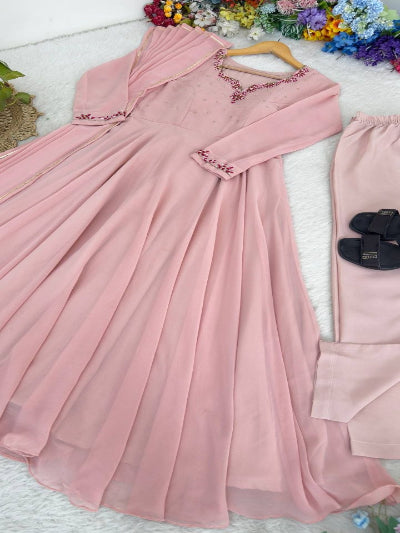 Blush Pink Handwork Anarkali Suit for Women | Asian Ethnic Wear UK