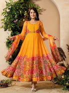 Yellow Organza Beautiful Floral Anarkali Suit Set - BONYHUBSALWAR KAMEEZ