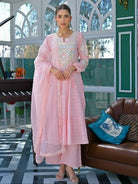 Pastel Pink Graceful Ethnic Anarkali Suit Set - BONYHUBSALWAR KAMEEZ