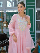 Pastel Pink Graceful Ethnic Anarkali Suit Set - BONYHUBSALWAR KAMEEZ