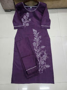 Purple Roman Silk Elegant Kurti Pant Set Of 2 - BONYHUBSALWAR KAMEEZ