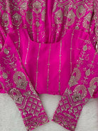 Hot Pink Georgette Embroidery Long Kurti, Skirt & Dupatta - BONYHUBSALWAR KAMEEZ