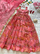 Blush Pink Organza Digital Print Gown Dupatta Set Of 2 - BONYHUBSALWAR KAMEEZ