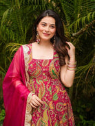 Pink Organza Multicolor Printed Gown Dupatta Set Of 2 - BONYHUBSALWAR KAMEEZ