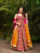 Pink Organza Multicolor Printed Gown Dupatta Set Of 2 - BONYHUBSALWAR KAMEEZ