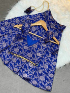 Royal Blue Kids Banarasi Silk Lehenga Blouse Set - BONYHUBLehangas