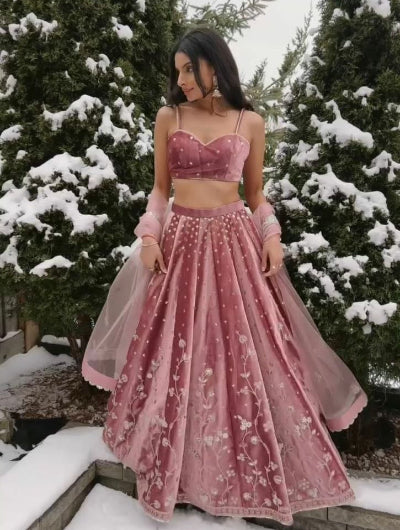 Blush Pink Sequence Work Lehenga Choli Set