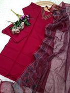 Maroon Parampara Silk Straight Suit With Chanderi Dupatta - BONYHUBSALWAR KAMEEZ