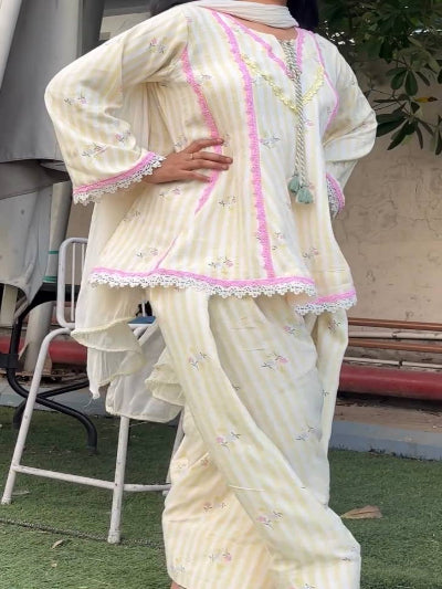 Lemon Yellow Printed Farshi Suit Set for Women | Asian Ethnic Wear UK
