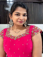 Magenta Pink Handwork Silk Gown With Dupatta Set Of 2 - BONYHUBSALWAR KAMEEZ