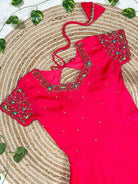 Magenta Pink Handwork Silk Gown With Dupatta Set Of 2 - BONYHUBSALWAR KAMEEZ