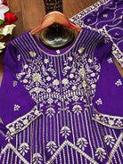 Mystic Purple Chinon Silk Embroidered Sharara Suit - BONYHUBSALWAR KAMEEZ