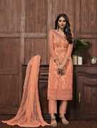 Mayesha Dusty Peach Embroidery Bridal Salwar Kameez - BONYHUBSALWAR KAMEEZ