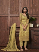 Mayesha Mustard Yellow Embroidery Bridal Salwar Kameez - BONYHUBSALWAR KAMEEZ