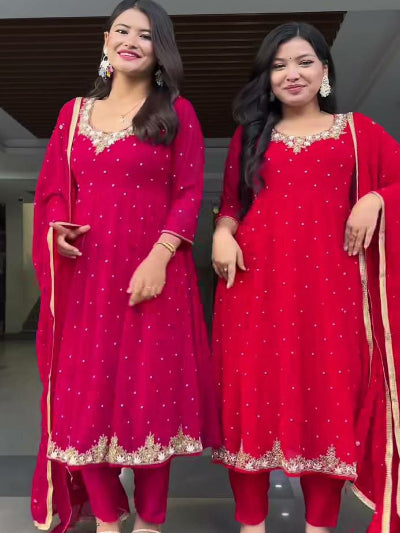 Elegant Georgette Moti Work Anarkali Suit Set