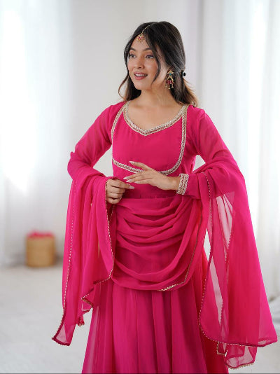 Magenta Pink Georgette Flair Anarkali Suit