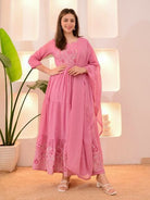 Powder Pink Chanderi Layered Anarkali Dupatta Set Of 2 - BONYHUBSALWAR KAMEEZ