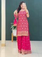 Hot Pink Georgette Festive Sharara Suit With Free Potli - BONYHUBSALWAR KAMEEZ