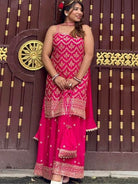 Hot Pink Georgette Festive Sharara Suit With Free Potli - BONYHUBSALWAR KAMEEZ