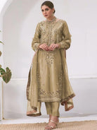 Gold Tissue Silk Embroidered Straight Suit Set - BONYHUBSALWAR KAMEEZ