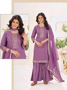 Elegant Women Embroidery Rayon Sharara Suit Set - BONYHUBSALWAR KAMEEZ