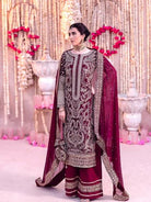 Maroon Georgette Embroidery Beads Work Palazzo Suit Set - BONYHUBSALWAR KAMEEZ