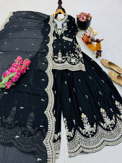 Wedding Wear Embroidered Sharara Suit for Women | Asian Ethnic Wear - 7 colours