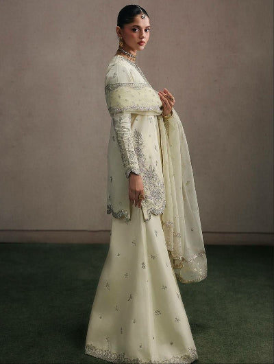 Ivory Embroidered Sharara Palazzo Suit Set