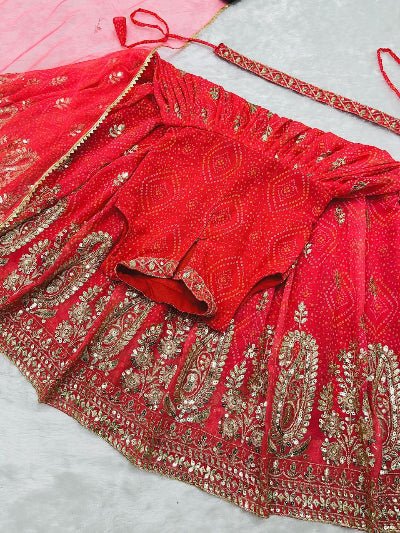 Kids Pink Red Georgette Sequins Work Lehenga Choli Set - BONYHUBLehangas