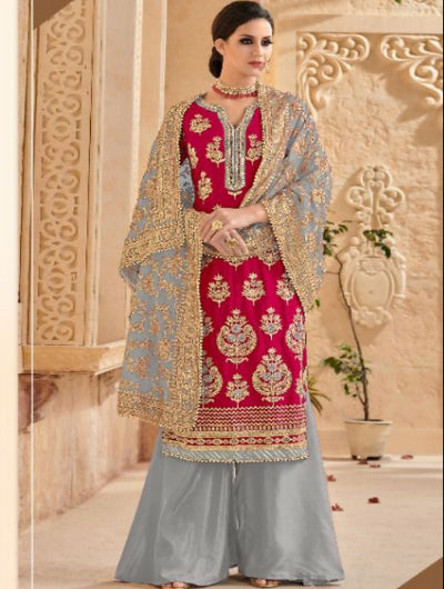 Anaaya Crimson Red Gold Embroidered Suit Set