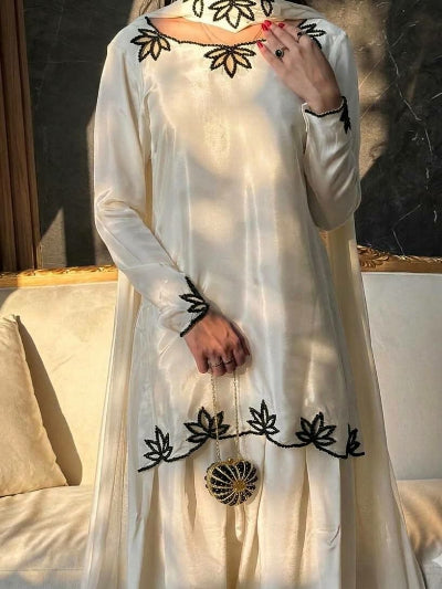 White Ivory Embroidered Farshi Salwar Suit UK Next Day