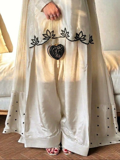 White Ivory Embroidered Farshi Salwar Suit UK Next Day