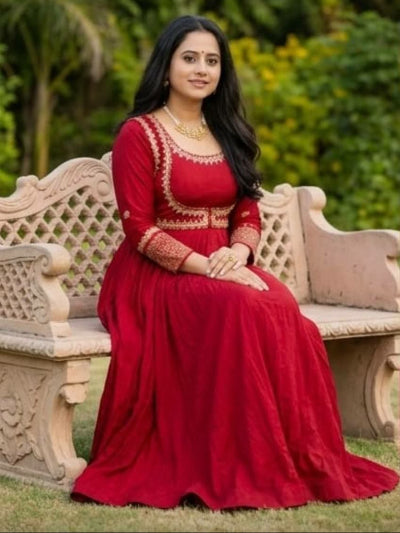 Red Anarkali Elegant Festive Anarkali Suit Set