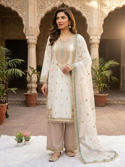 Designer Sequence Embroidered Suit Set- Black &amp; White