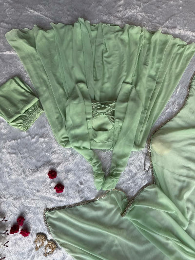 Pastel Mint Green Georgette Anarkali Suit Set