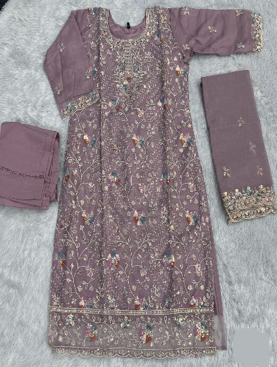 Pastel Elegance Organza Silk Suit Set with Sequence Work