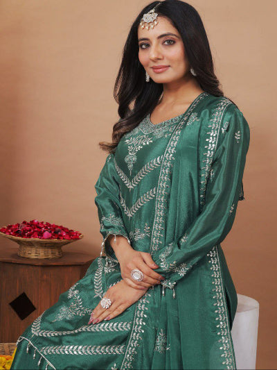 Aayat Emerald Green Embroidery Sharara Suit