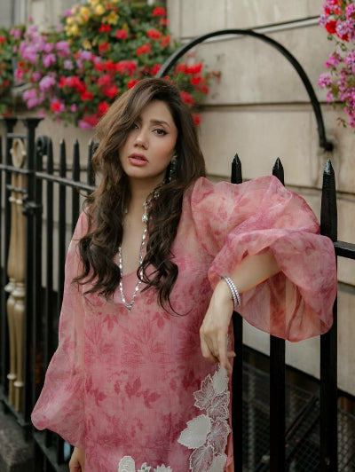 Organza Mirror Work Balloon Sleeve Kurti Pant Set