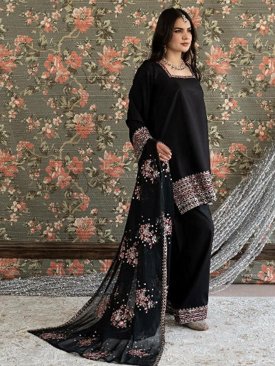 Black Embroidered Farshi Salwar Suit Set