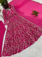 Stunning Pink Embroidered Anarkali Suit UK Next Day - BONYHUBSALWAR KAMEEZ