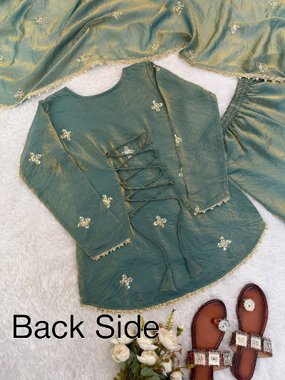 Ice Blue Simar Silk Embroidered Gharara Suit