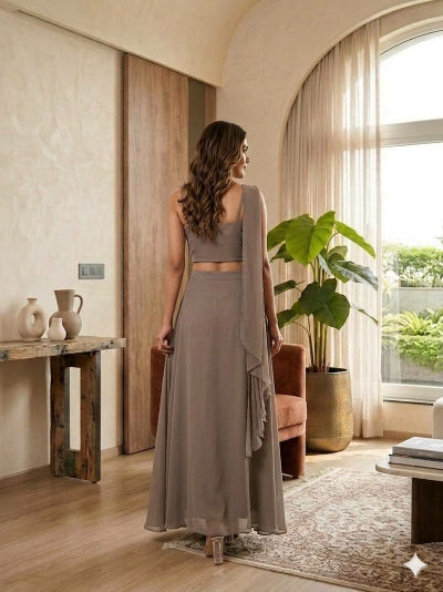 Designer Indo-Western Crop Top Palazzo Set- 2 Colours