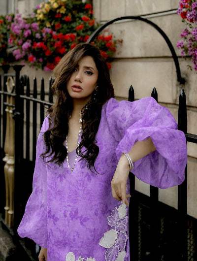 Organza Mirror Work Balloon Sleeve Kurti Pant Set