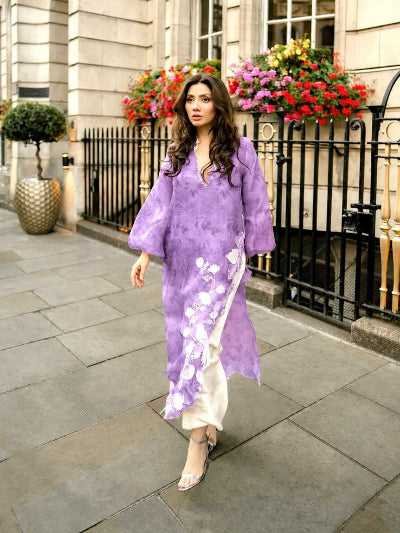 Organza Mirror Work Balloon Sleeve Kurti Pant Set