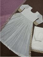 Pink Anarkali Gold Embroidery Gown Set of 3 UK Next Day - BONYHUBSALWAR KAMEEZ