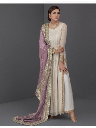 Pink Anarkali Gold Embroidery Gown Set of 3 UK Next Day - BONYHUBSALWAR KAMEEZ